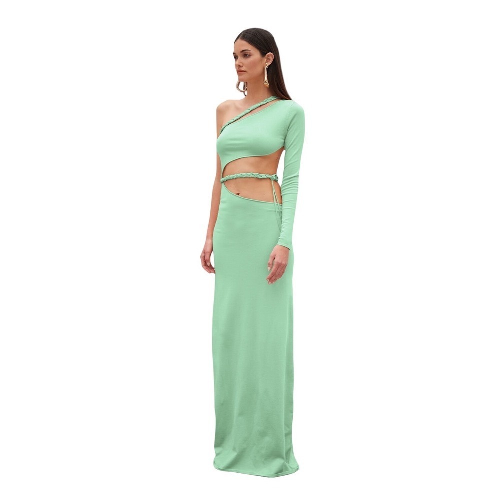 Atoir The Manroe Dress Jade Cream One Shoulder Cutout Braided Maxi US 4 AUS 8